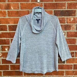 Gap Womens Large eathered Gray Cowl Neck 3/4 Sleeve Pullover Top